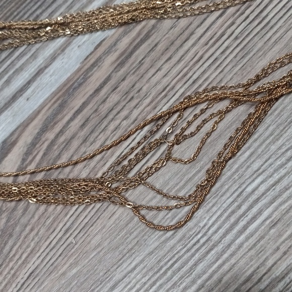 Vintage Necklace Multi Chain And Tassel Golden Necklace - Picture 7 of 7